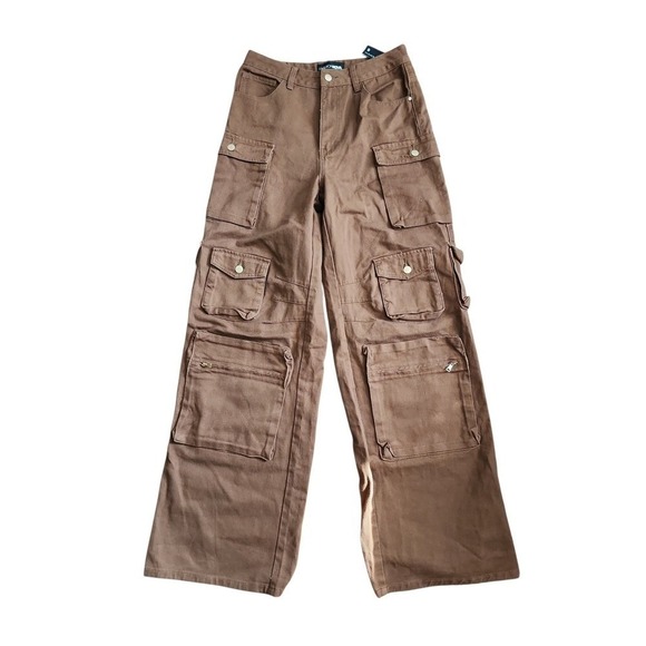 Fashion Nova Pants - NEW Fashion Nova Cargo Pants Womens 9 Brown Utility Streetwear Gorpcore NWT